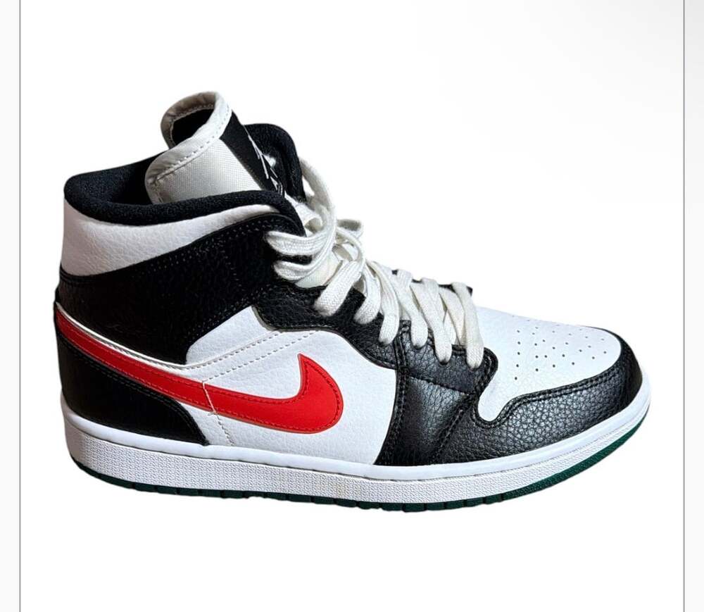 Air Jordan 1 Mid Alternate Swoosh Black,White,Red,Green (BQ6472-063)